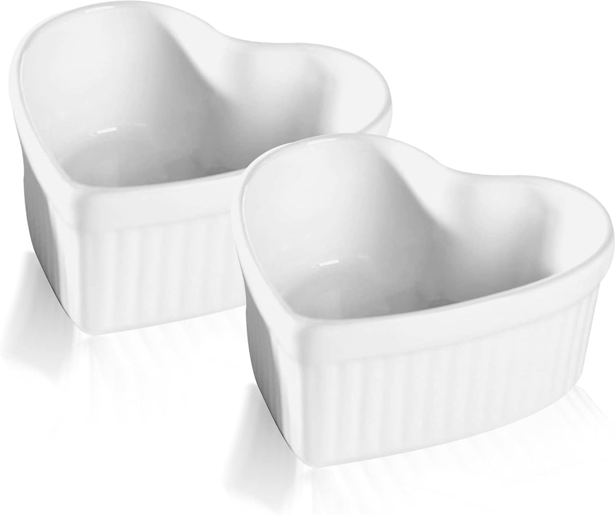 Famanu – Set van 2 soufflé vormpjes van porselein, ideaal voor crème brûlée en snacks, oven- en vaatwasserbestendig