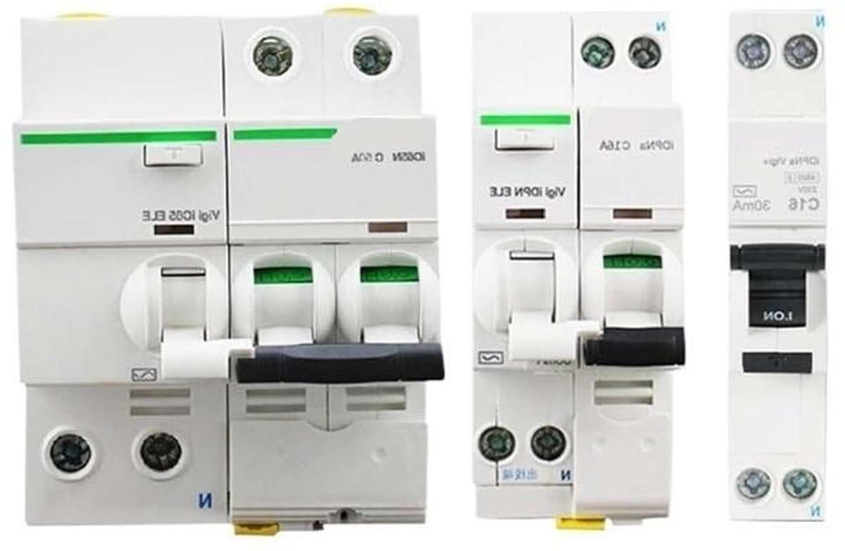 Stroomonderbreker - Mini automaat - Elektrische beveiliging - Lekbeveiliging 30mA - 1P+N - Grijs