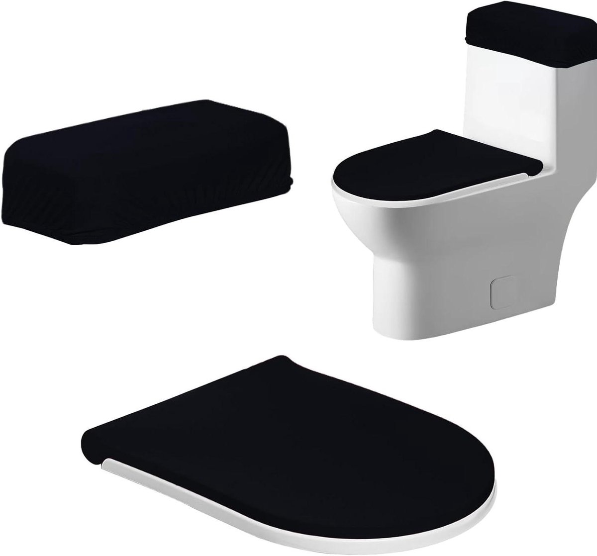 Toilet Deksel Set - WC Hoezen - Toilet Beschermen - Stof en Waterdicht - 2 stuks - Zwart