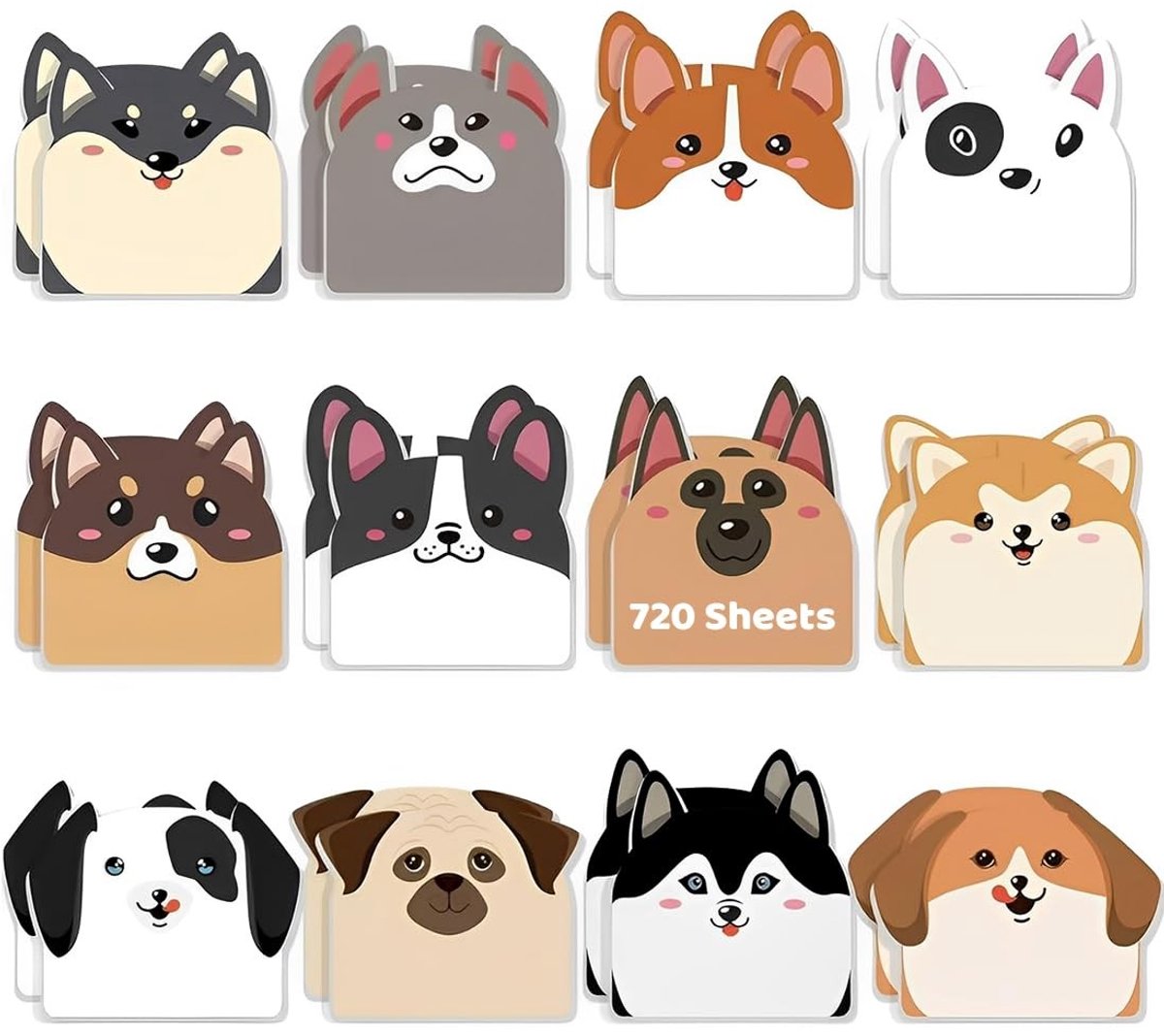 aladdien - Dierenvorm Zelfklevende Notities - 720 Vellen - Honden Designs - Notitieblaadjes - Kinderen - Creatieve notities - Leuk voor kinderen - 2...