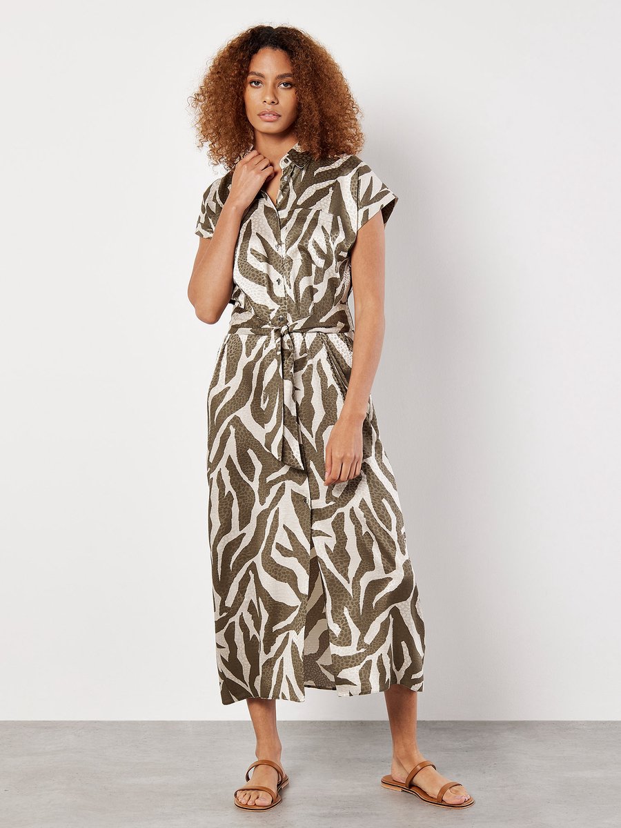 Midijurk van gestructureerd satijn met zebraprint