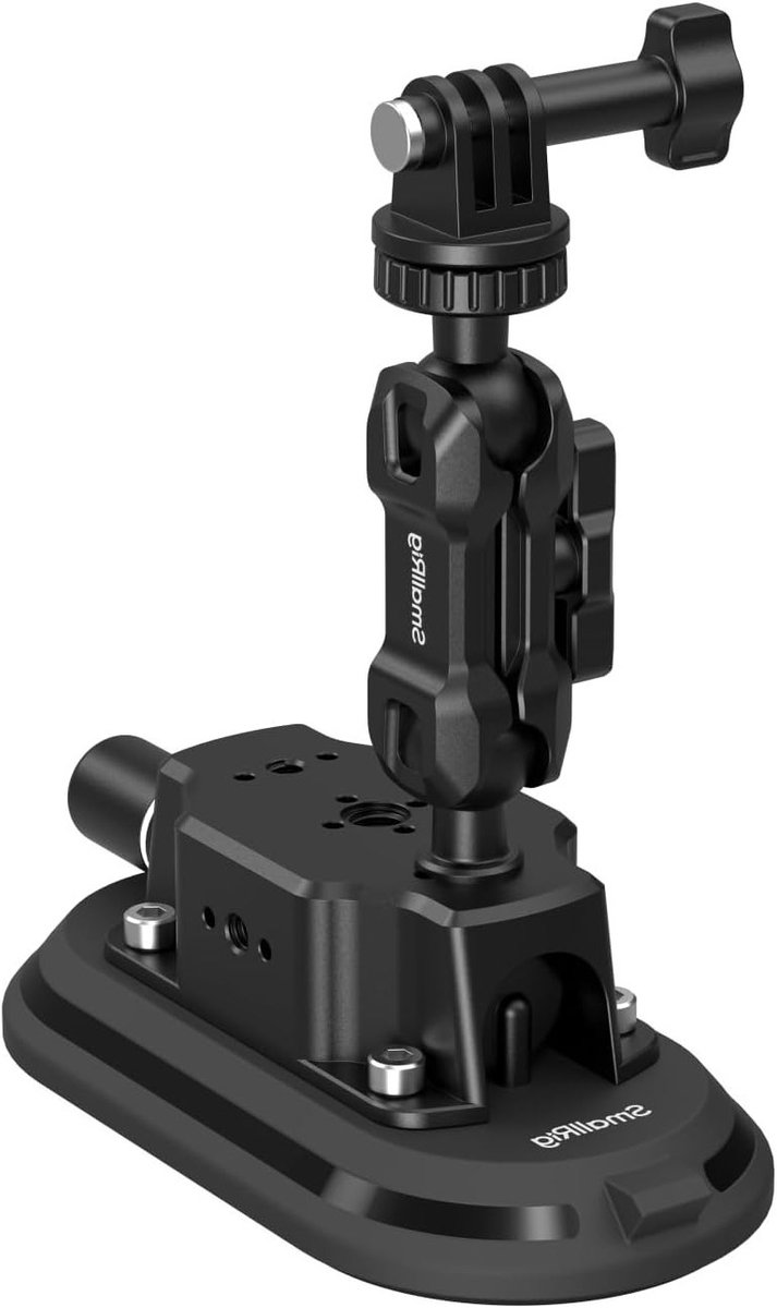 3 x 6" Zuignap Mount voor Actiecamera's, Zuigpad met Pompvergrendeling, Dubbele Magic Arm, Voor Windscreen Bevestiging van DJI Action en GoPro