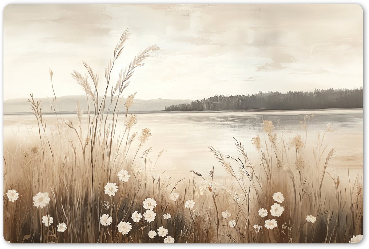 Placemats 45x30 cm - Placemat kunststof - 1 stuk - Meer - Water - Natuur - Beige - Borden onderleggers - Decoratie voor op tafel - Keuken tafeldecoratie accessoires - Vinyl onderlegger - Tafelversiering