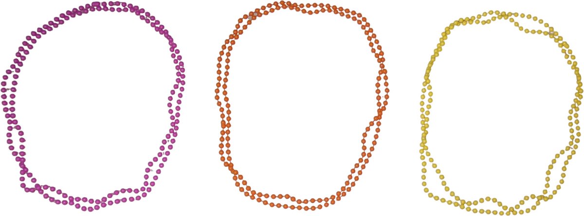 Kettingen kraaltjes roze-oranje-geel set van 3 stuks.