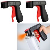 2 stuks - Spuitbushendel - Volledige grip, herbruikbaar - Extra handgreep voor spuitbus - Spuitregelaccessoire - 15*2*13 cm - Geschikt voor dagelijkse schilder-, smeer- en lijmwerkzaamheden - Zwart en rood