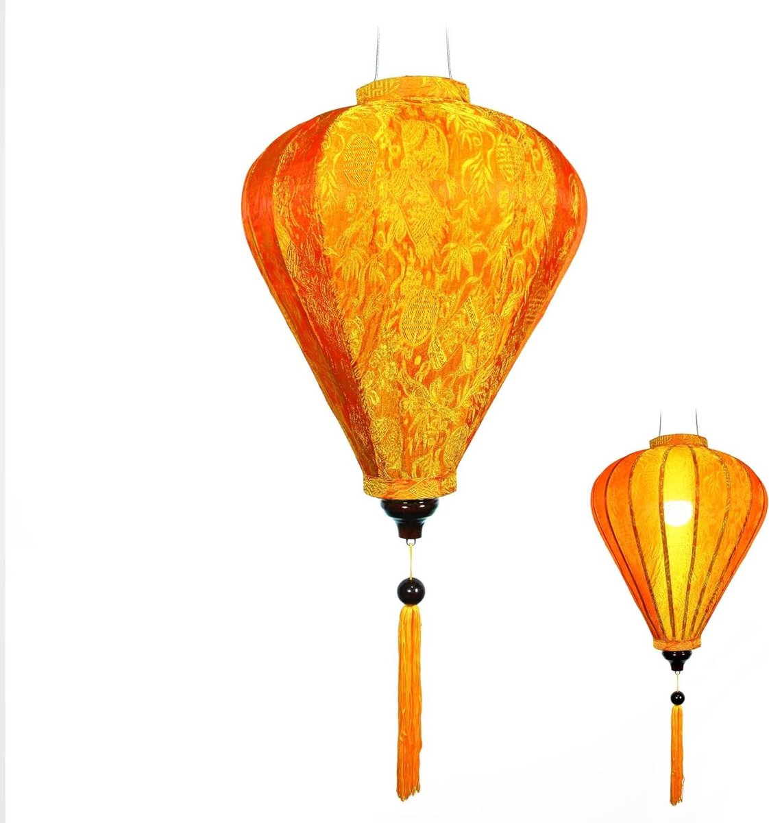 Aziatische lantaarn - Stof lampion - Sfeervolle decoratie - Handgemaakt vakmanschap - Diameter 29 cm - Oranje
