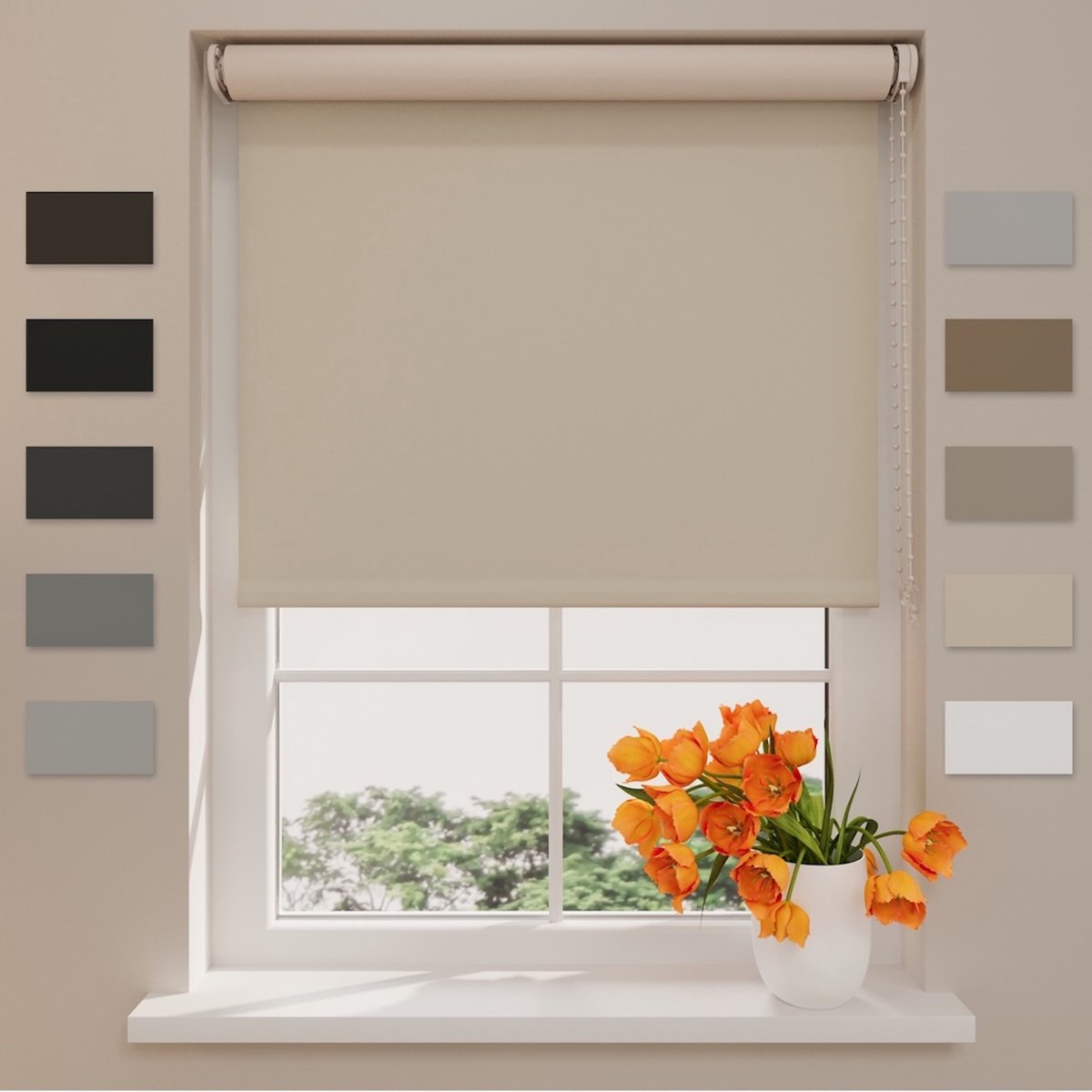 DTCH® Rolgordijn Verduisterend - Easy Match - Sand - 140 x 190 cm - Rolgordijn zonder boren - Maten van 40 t/m 240 cm breed