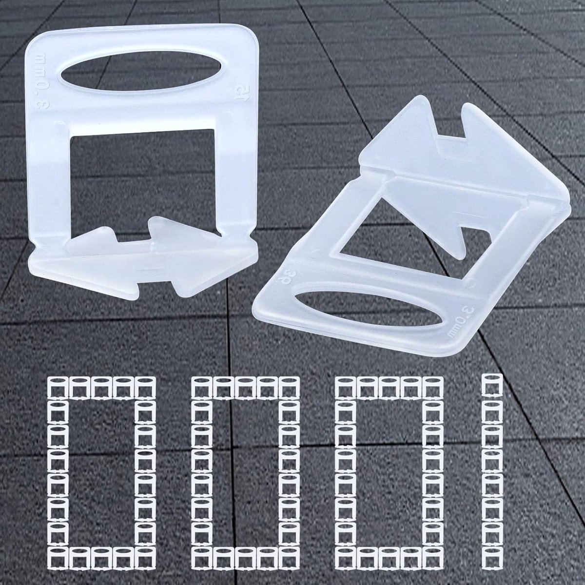 Tegel Leveler Clips - Tegel afstandhouders - Vlakke Tegels Leggen - Professioneel Systeem - 1000 Stuks 3mm - Wit