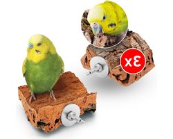 Kurk Picksteen Vogels - Vogel Speelgoed - Snavel Verzorging - Natuurlijk Knabbelmateriaal - 3 stuks - Bruin