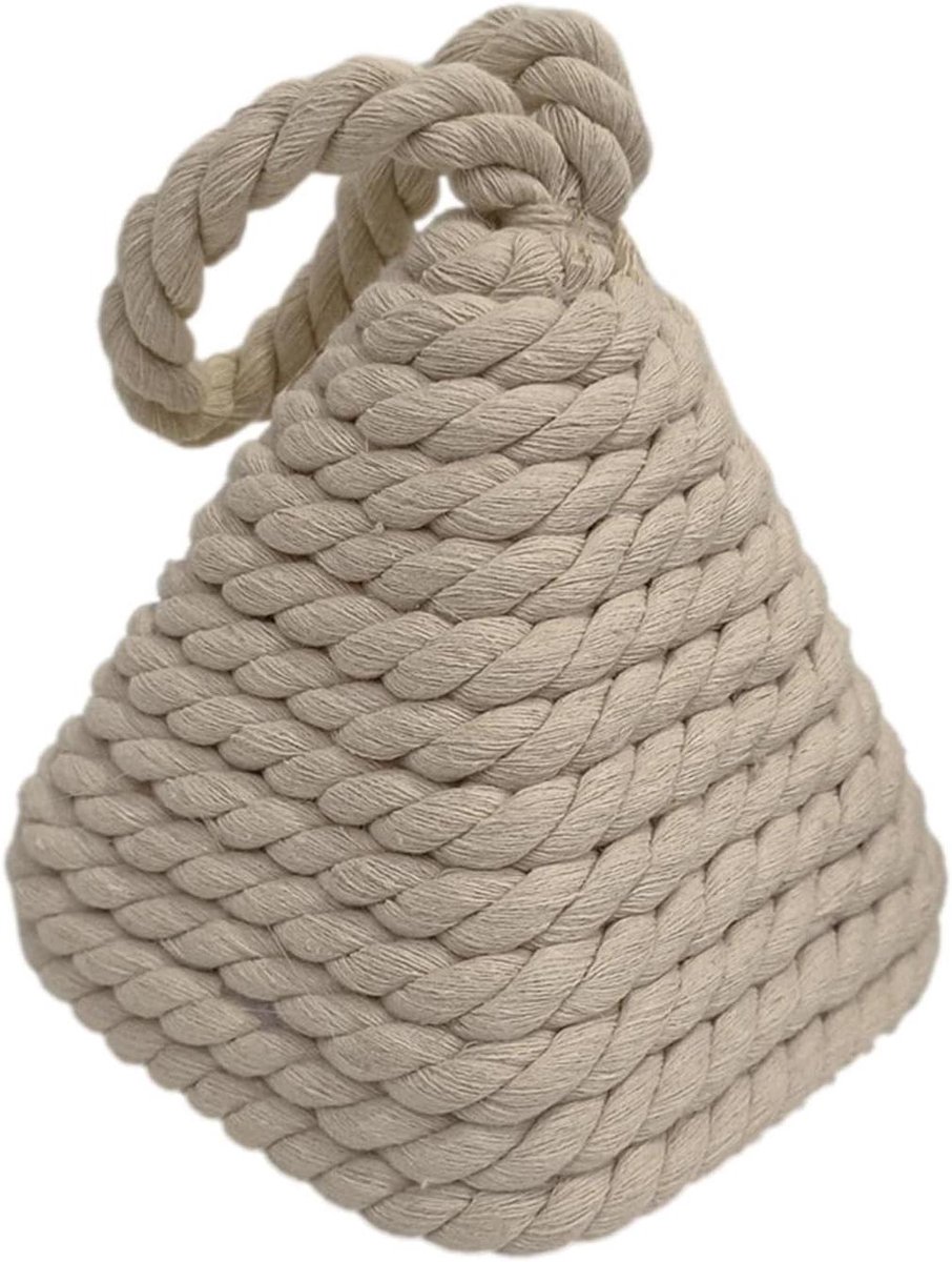 Gewogen Deurstopper - Deurblokker Windstopper - Deuren Open Houden - Praktische Knoopdecoratie - 1800g - Romig