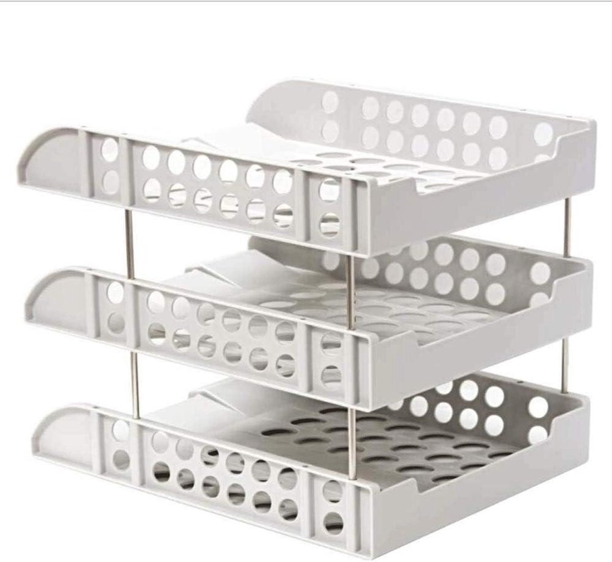 Bureau Documenten Organizer - Papier Sorteerder - Kantoor Organiseren - Drie Laags Ontwerp - 245x330x260MM - Grijs