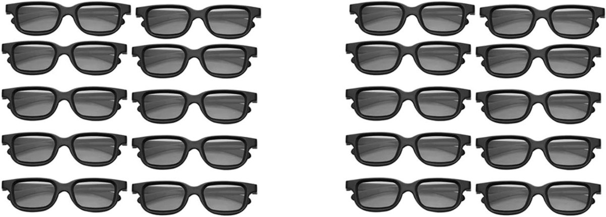 3D Brillen - Gepolariseerde Bril - Bioscoop Bezoek - Passief en Lichtgewicht - 20 stuks - Zwart