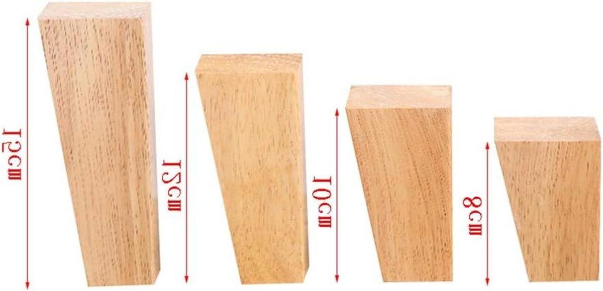 Bankvoeten set - Houten meubelpoten - Meubels verhogen - Massief hardhout - 12cm - Walnoot