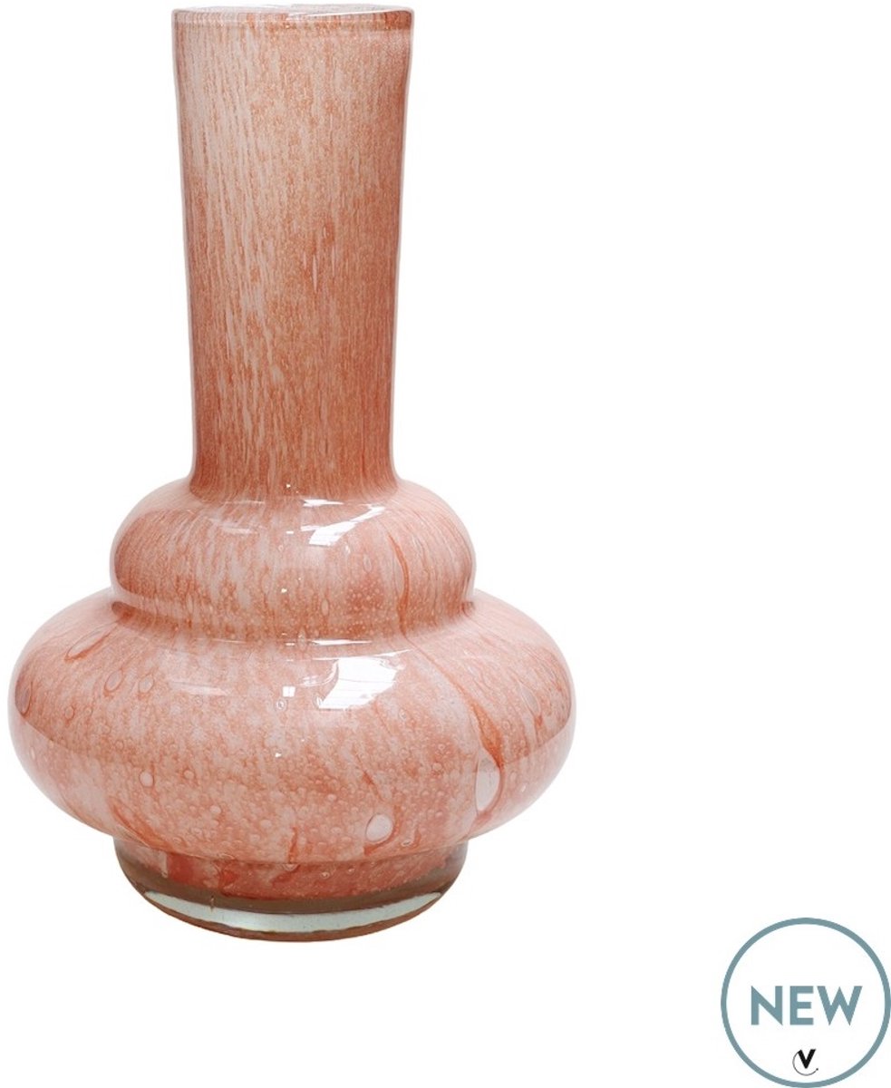 Vase The World Vaas Bolombo Elite | Rose | Mond geblazen glas | Uniek design | Dik zwaar glas | Ø20 x H36 cm roze
