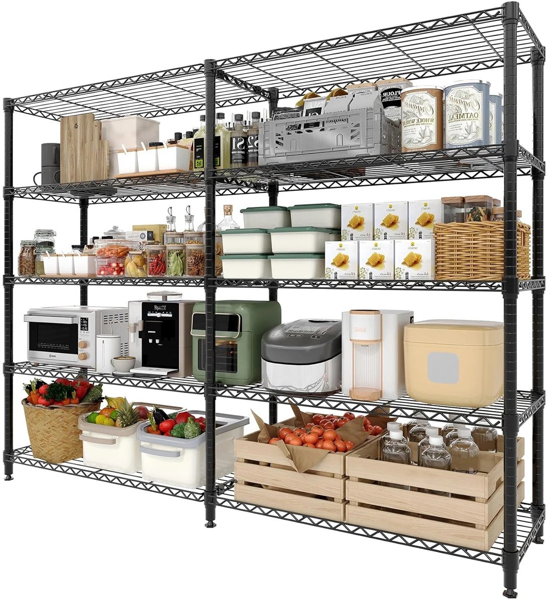 VIEMAE Stellingkast - Stellingkast metaal - Stellingkast hoek - Opbergrek - Stellingrek - Metalen rek - Rechte of L-vorm - 5 laags - 150x35x179cm