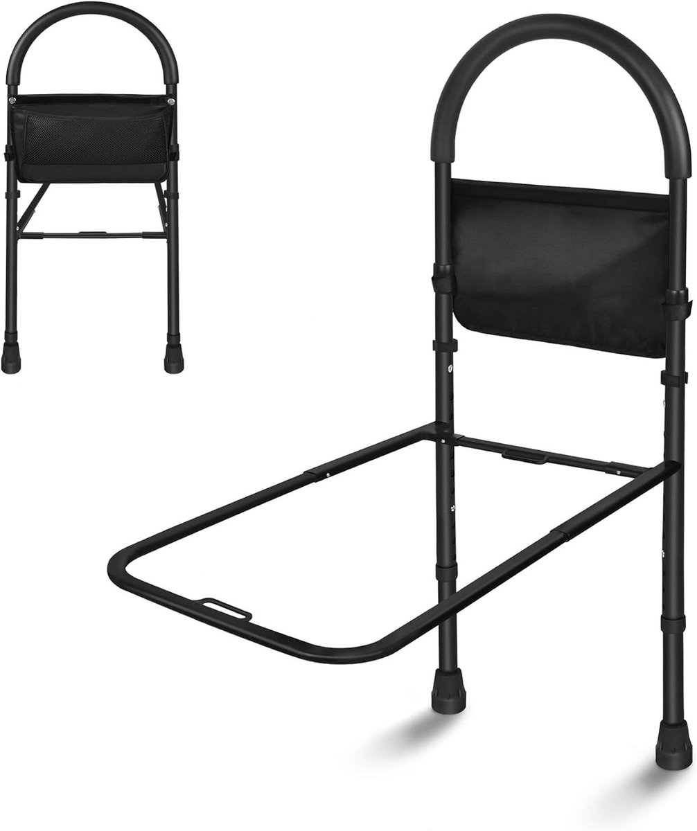Bedhek met Opbergtas - Bedleuning Valbescherming - Veiligheid in Bed - In Hoogte Verstelbaar - 37x113cm - Zwart