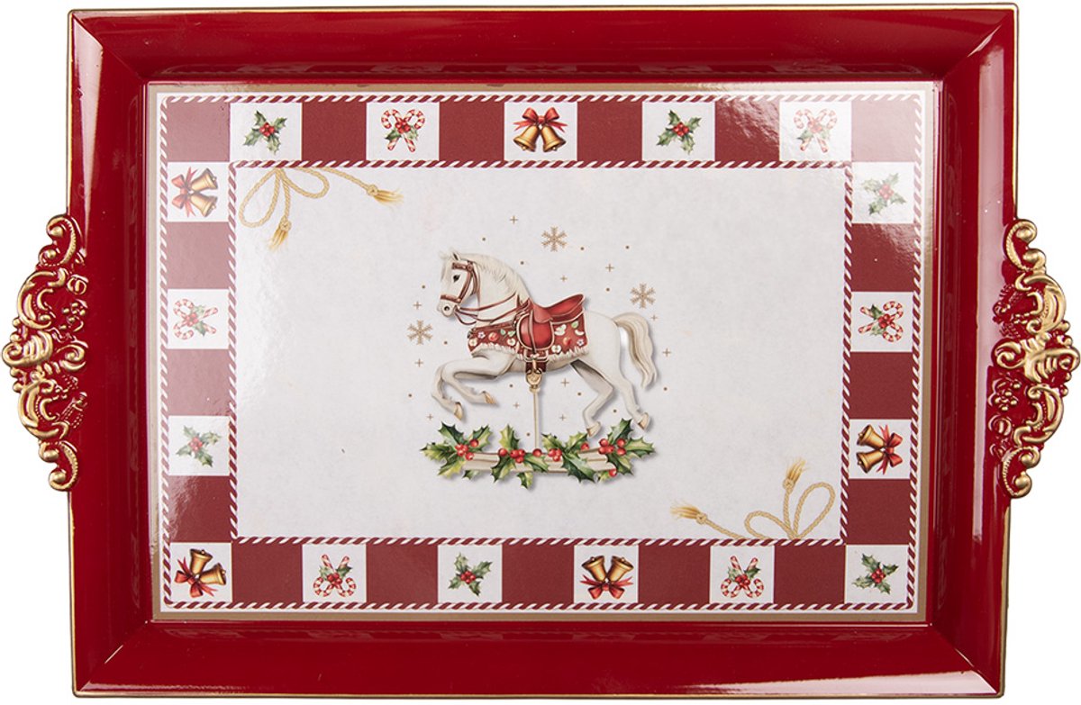 Clayre & Eef Dienblad 41x26x3 cm Rood Kunststof