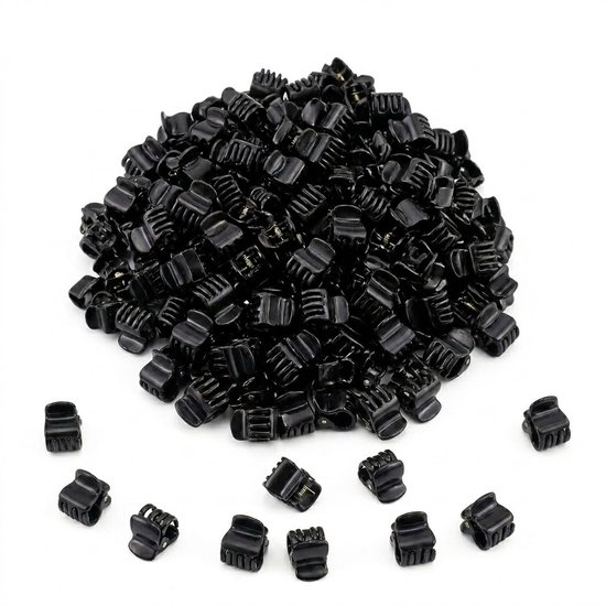 Ensemble de 50 mini pinces à cheveux noires – petites pinces à cheveux – dames – accessoires capillaires en plastique – noir brillant – idéal pour relever et fixer les petites mèches de cheveux