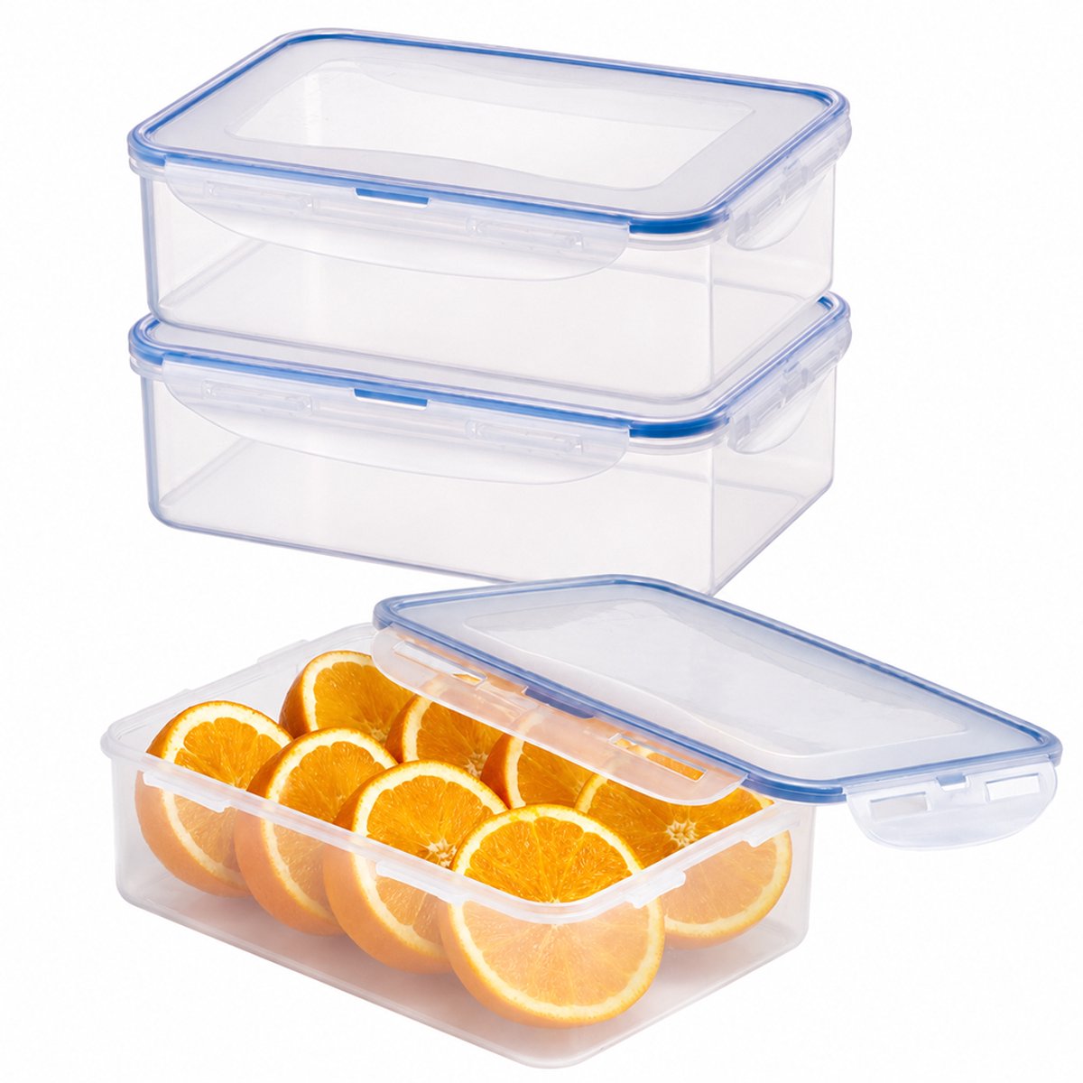 Lock&Lock Diepvriesbakjes - Meal prep bakjes - Vershoudbakjes - 2,1 liter - Set 3 stuks - 100% Lekvrij - BPA vrij - PFAS vrij - Diepvriesdozen - Bewaardozen - Bewaarbakjes - Vershouddoos - Transparant