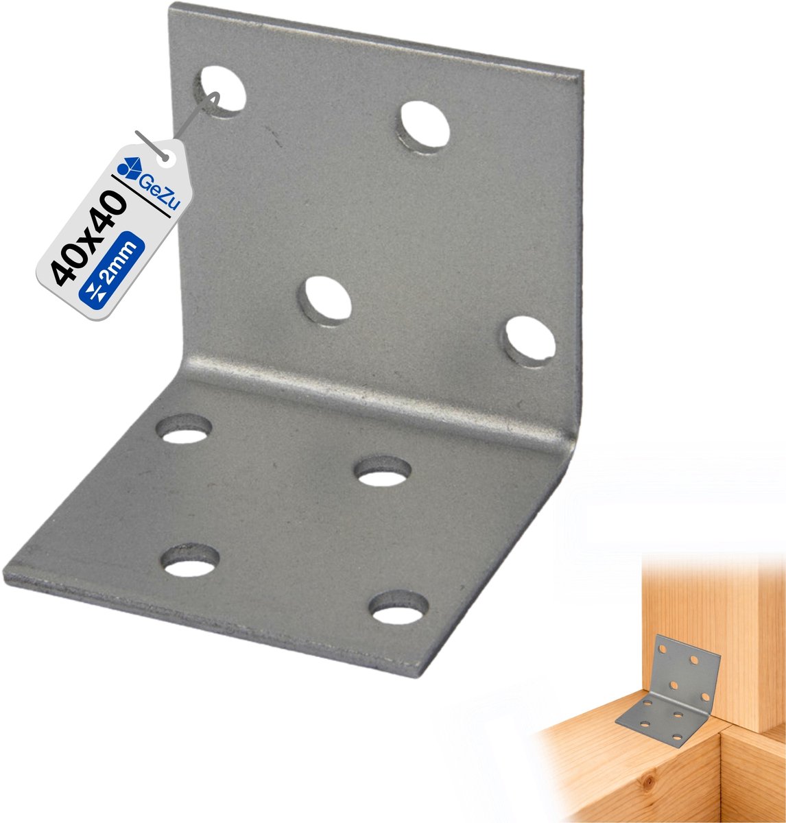 GeZu Impex Hoekverbinder 40 x 40 x 40 x 2 mm | 135° Gegalvaniseerd balkverbinding hoekverbinder verbindingshoeken