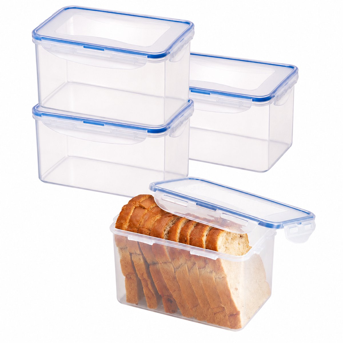 Lock&Lock Diepvriesbakjes - Meal prep bakjes - Vershoudbakjes - 1,9 liter - Set 4 stuks - 100% Lekvrij - BPA vrij - PFAS vrij - Diepvriesdozen - Bewaarbakjes - Vershouddoos - Transparant