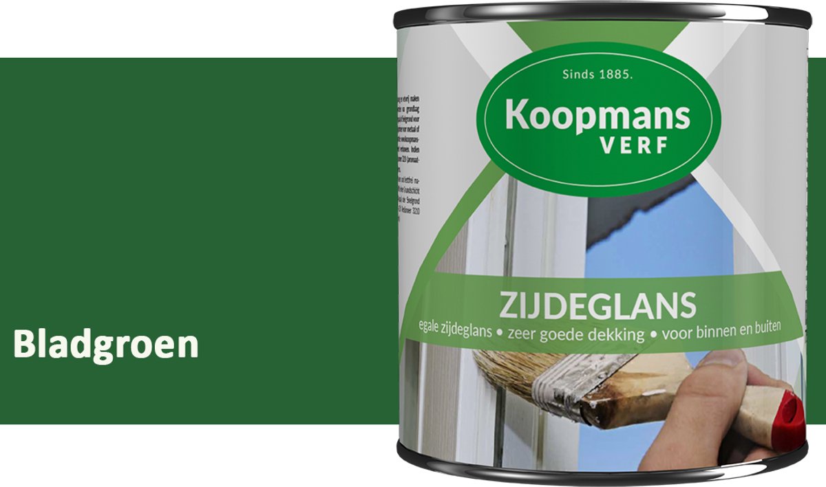 Koopmans Zijdeglans Lakverf – Binnen & Buiten – Kras- en Stootvast – Hoge Dekkracht – Voor Hout, Deuren en Kozijnen – Bladgroen – 375 ml