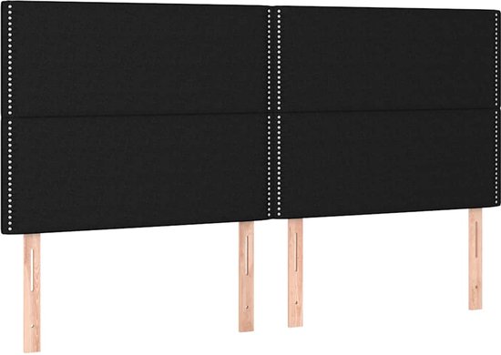 vidaXL - Boxspring - met - matras - en - LED - stof - zwart - 160x200 - cm