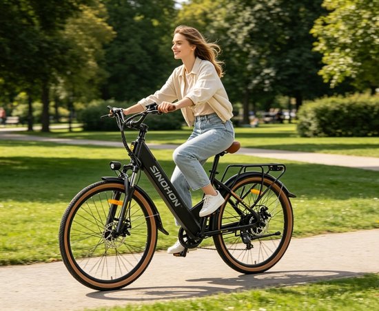SINOHON EM300 26‘’ Elektrische Fiets - 250W Motor, 36V 15,6Ah Accu, 100km Bereik, 7-Speed Shimano - LED-Koplamp van SINOHON — afbeelding 5