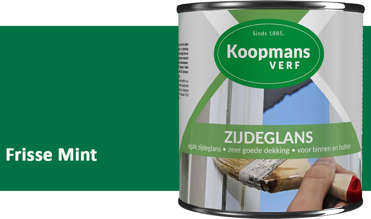 Koopmans Zijdeglans Lakverf – Binnen & Buiten – Kras- en Stootvast – Hoge Dekkracht – Voor Hout, Deuren en Kozijnen – Frisse Mint – 1,5 l