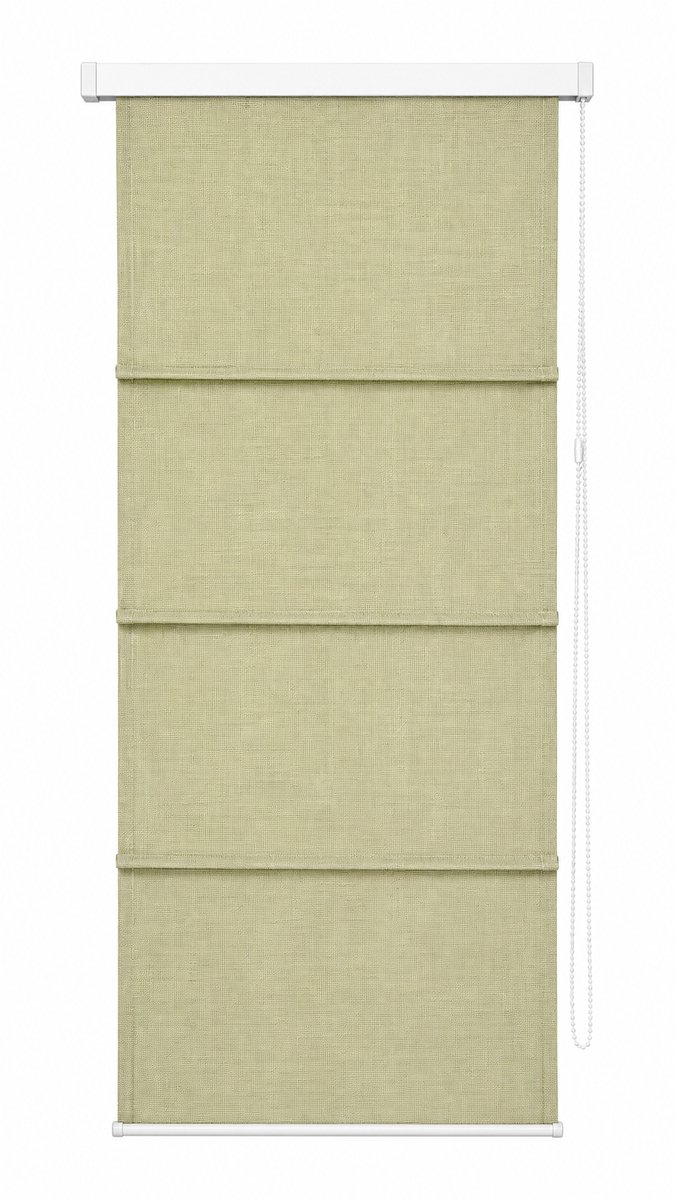 Madécostore Vouwgordijn Linnen Look – Lichtdoorlatend – Beige/Groen – 120 x 180 cm – Met Kettingmechanisme