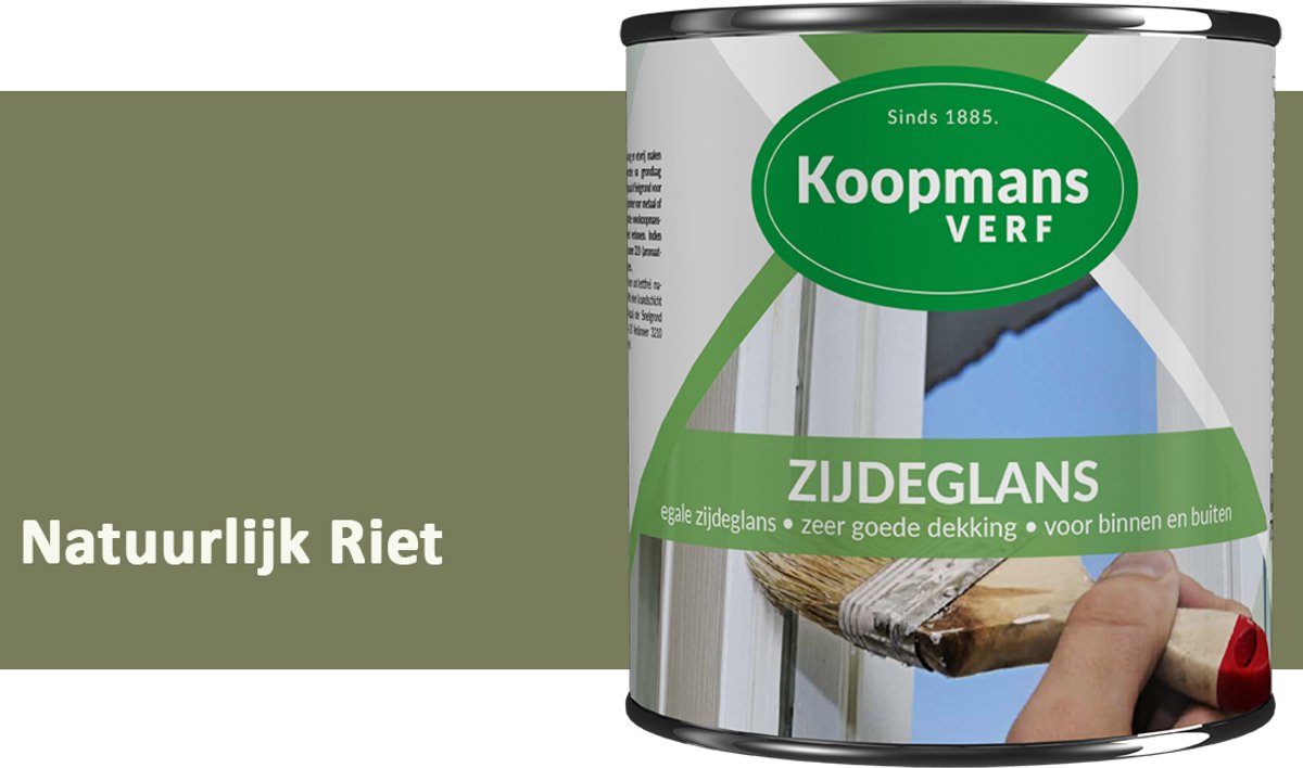 Koopmans Zijdeglans Lakverf – Binnen & Buiten – Kras- en Stootvast – Hoge Dekkracht – Voor Hout, Deuren en Kozijnen – Natuurlijk Riet – 1,5 l