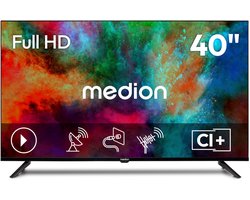 MEDION 100.3 cm 40" Full HD TV Triple Tuner DVB-T2 HD DVB-C DVB-S2 2x HDMI USB sleeptimer mediaspeler VESA CI+, MD840002