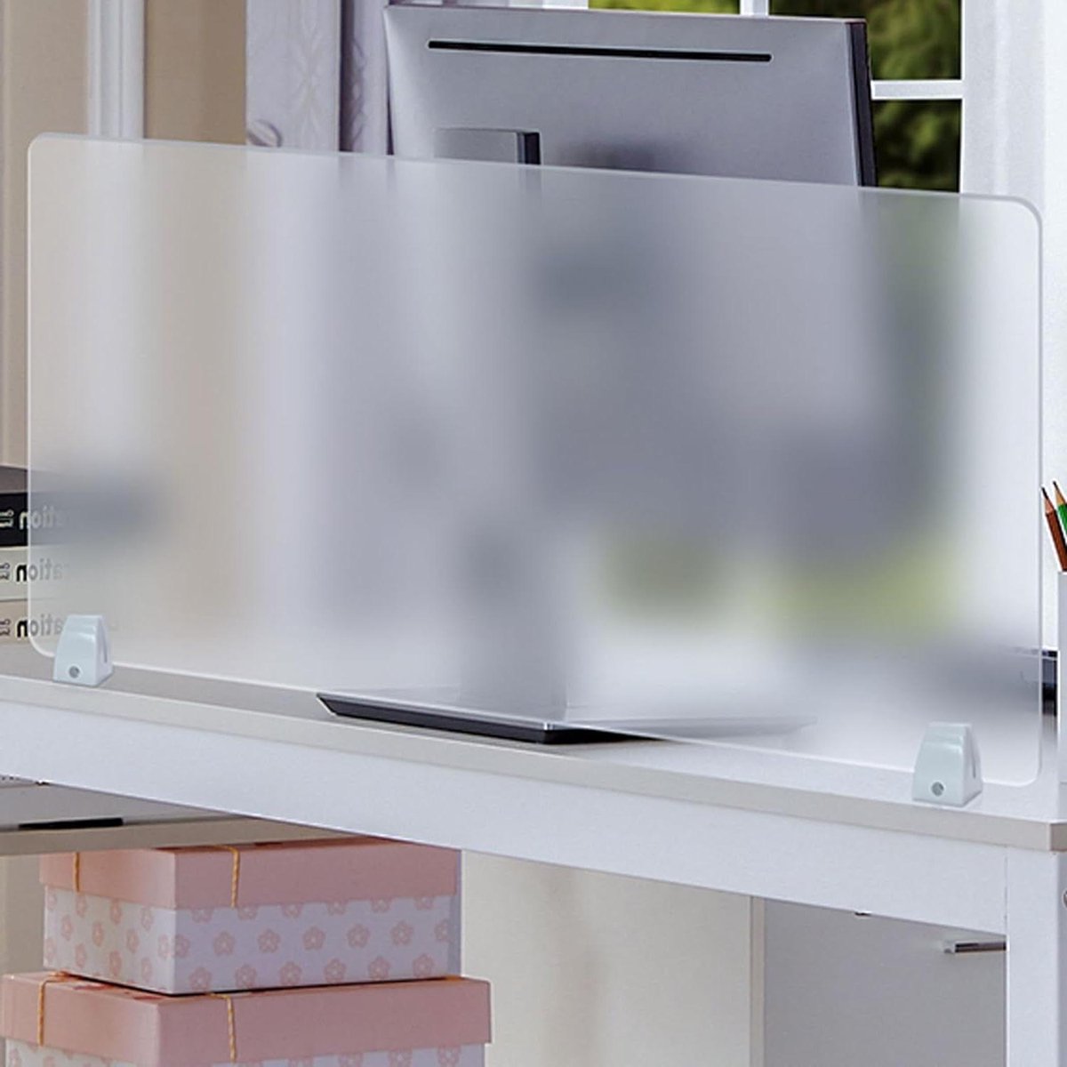 Bureau Divider - Bureau Scheidingswand - Privacy Creëren - Semi Transparant Mat - 40x30cm - Berijpt