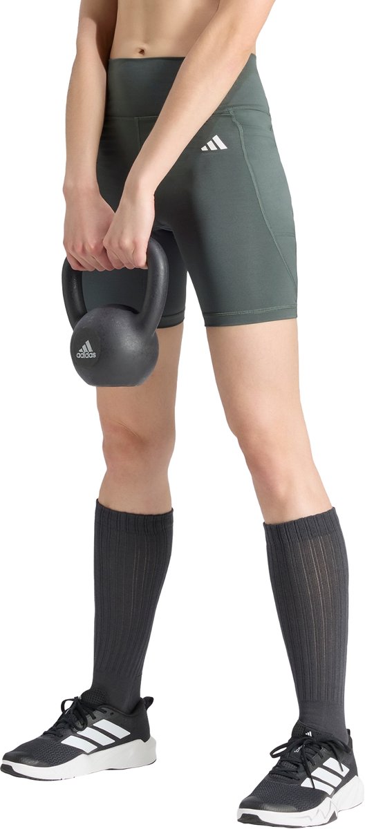 Adidas Performance Optimé Essentials Korte Legging Met Zakje 7-Inch Dames Grijs