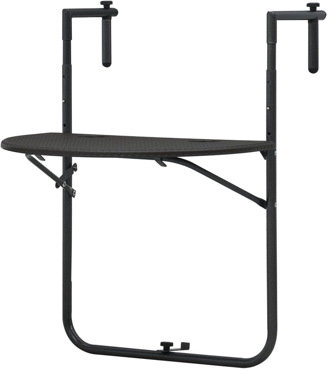 Balkontafel - Hangtafel Terrastafel - Dranken Plaatsen - Rotanlook Design - 60 x 64 x 83.5 cm - Bruin