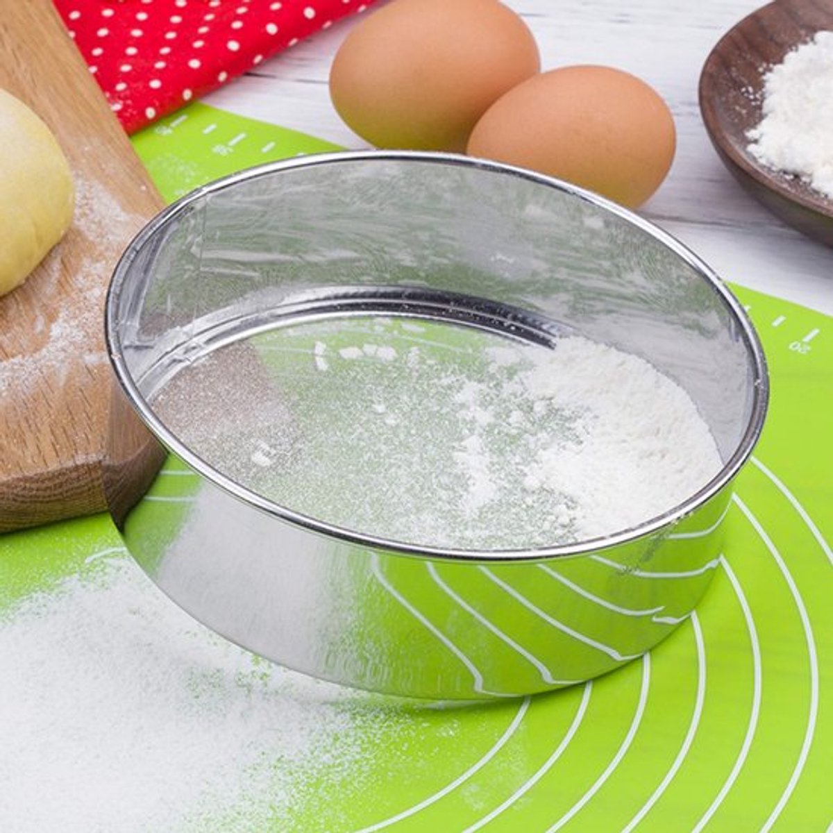 8 Inch Zeven Fijne Mesh Meel Sifter - RVS Zeef Strainer voor Bakken, Straining en Poederen