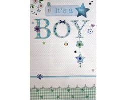 Luxe Wenskaart Geboorte Zoon Jongen - Art of Cards - 11,5x17cm - Met Envelop - Luxe Wens Kaart - GreetingCard - 1 Stuks - In Folie Apart Verpakt - 213371 - Birth Boy - Geburt Jungen - Naissance Fils - Gratis Verzonden