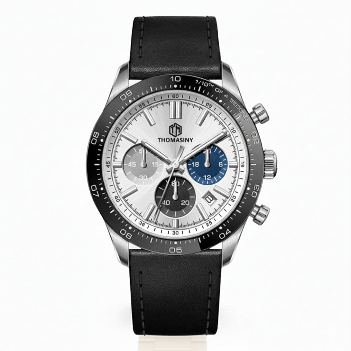 Thomasiny RVS Chronograaf Heren Horloge Seiko VD53 5ATM Luxe Staal Zwart
