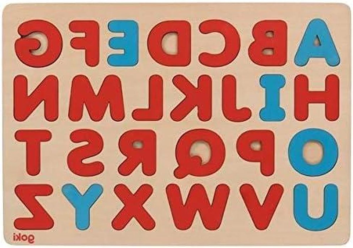 Alfabet Puzzel - Houten Puzzel - Letters Leren - Montessori Methode - 30 x 21 cm - Multicolor