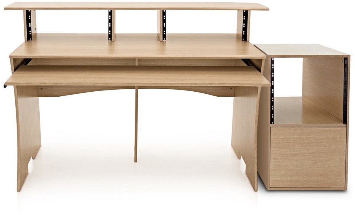 3 Tier Pro Audio Studio Desk + Rack Kabinet, Hout