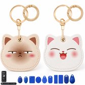 Porte-clés AirTag 2 pièces - Porte-clés et support Apple Air Tag 2 - Porte-clés mousqueton rond - Étui à clés - Porte-clés de voiture - Étui compatible avec Android, traqueur Samsung - Chat, Chien, Enfant, Valise, Étui GPS Smarttag 2 pour vélo