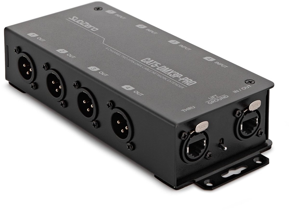 SubZero 4-kanalen Pro 3-pins DMX-kabel netwerkverlenger