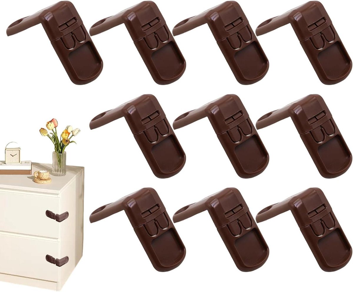 Kinderveiligheidsslot - Kastslot baby - Huis beveiligen - Haaks mechanisme - 10 cm - Koffie