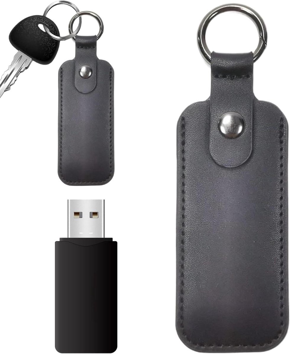 Flash Drive Case - USB-Stick Etui - Gegevens Beschermen - Slijtvast Kunstleer - 9x4cm - Zwart