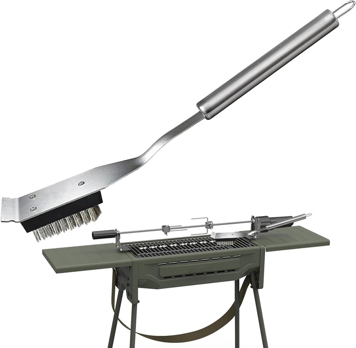 BBQ Borstel - Grill Reiniger - Grill Schoonmaken - Roestvrij Staal - 36 cm - Meerkleurig