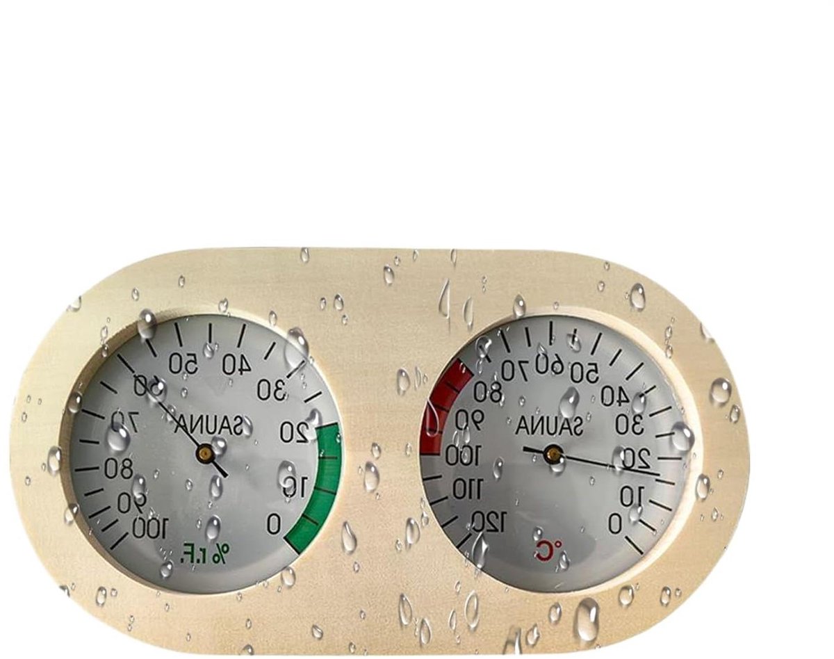 Houten Sauna Thermometer - Luchtvochtigheid Meter - Milieu Monitoren - Weerbestendig Hout - 0-100% Vochtigheid - Niet gespecificeerd