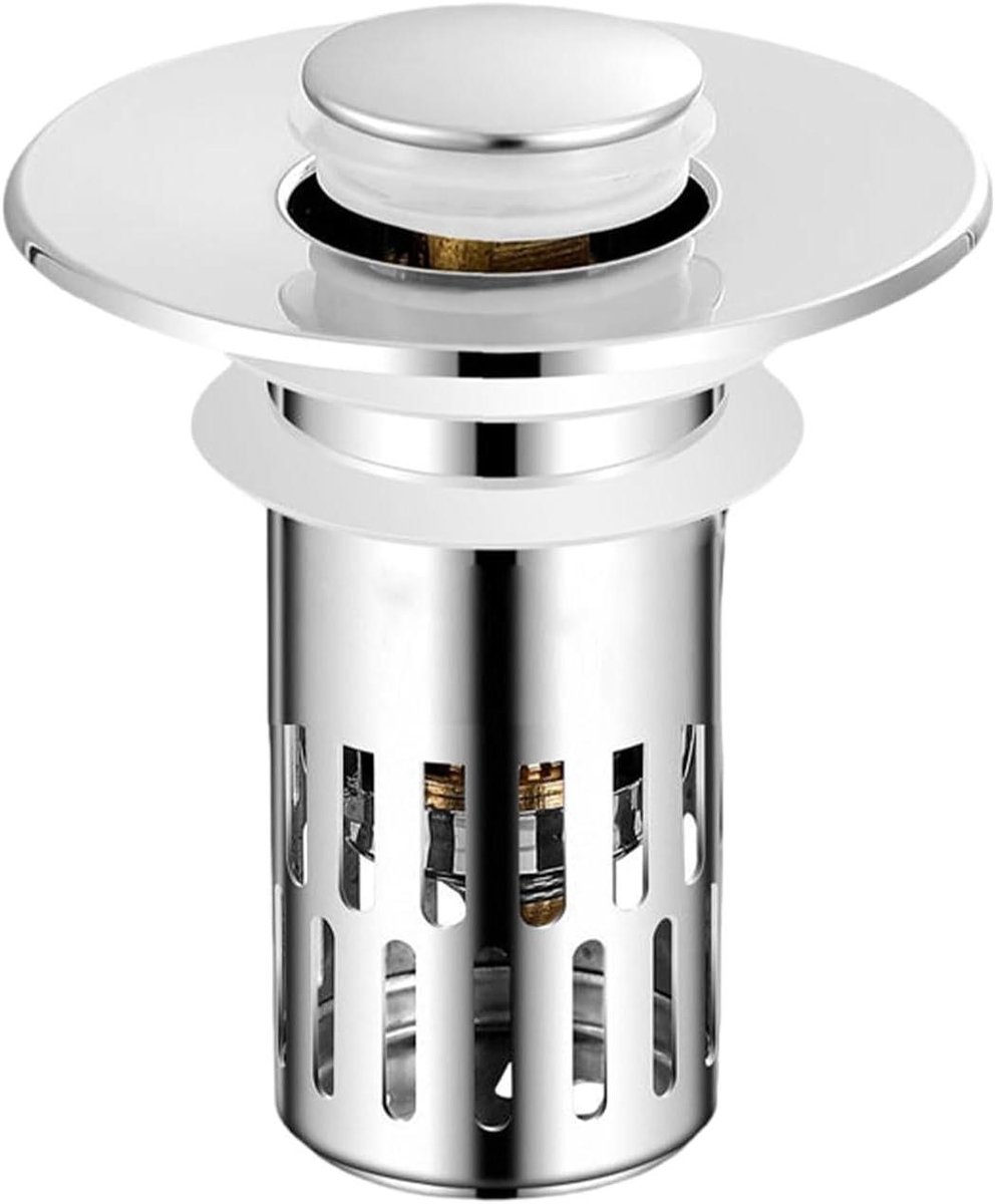 Wastafel Stop - Afvoer Stopper - Voorkomt Verstoppingen - Koperen Kern - 28-37 cm - Zilver