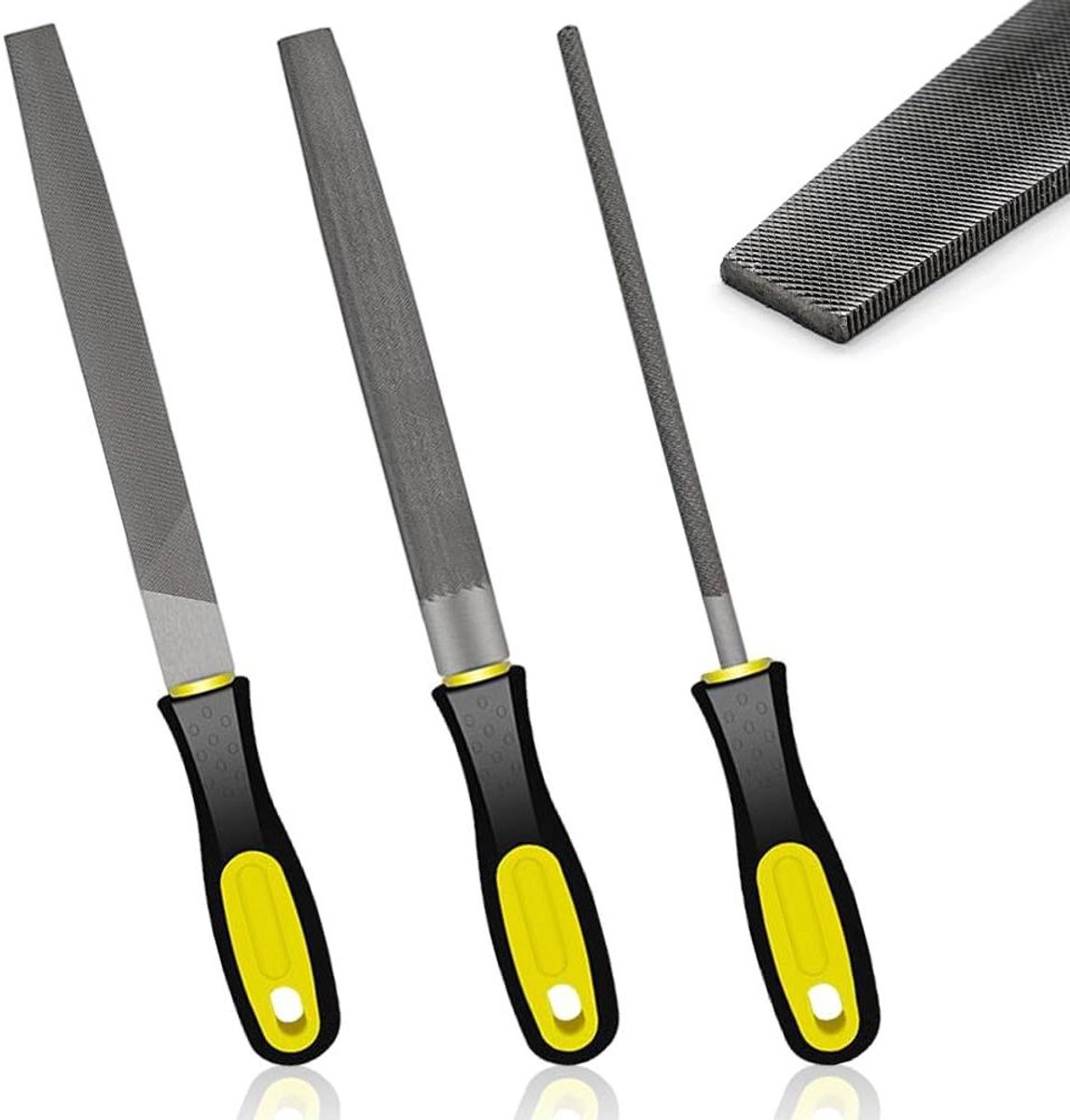 Vijlenset Diamant - Metaalvijlen Set - Metaal Bewerken - Ergonomische Handgreep - 200 mm - Grijs