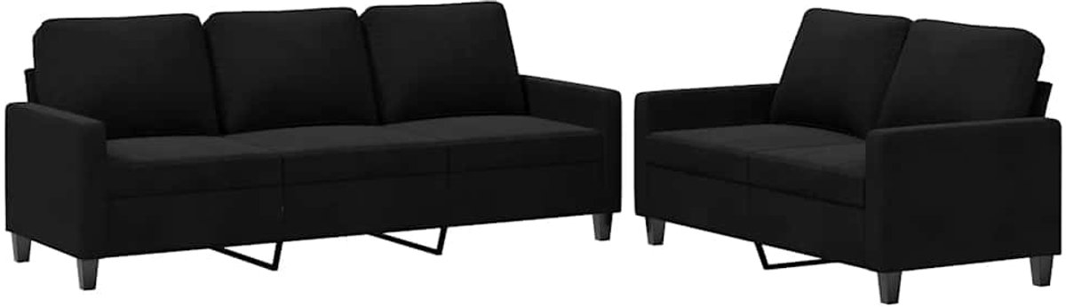 vidaXL - 2-delige - Loungeset - met - kussens - fluweel - zwart