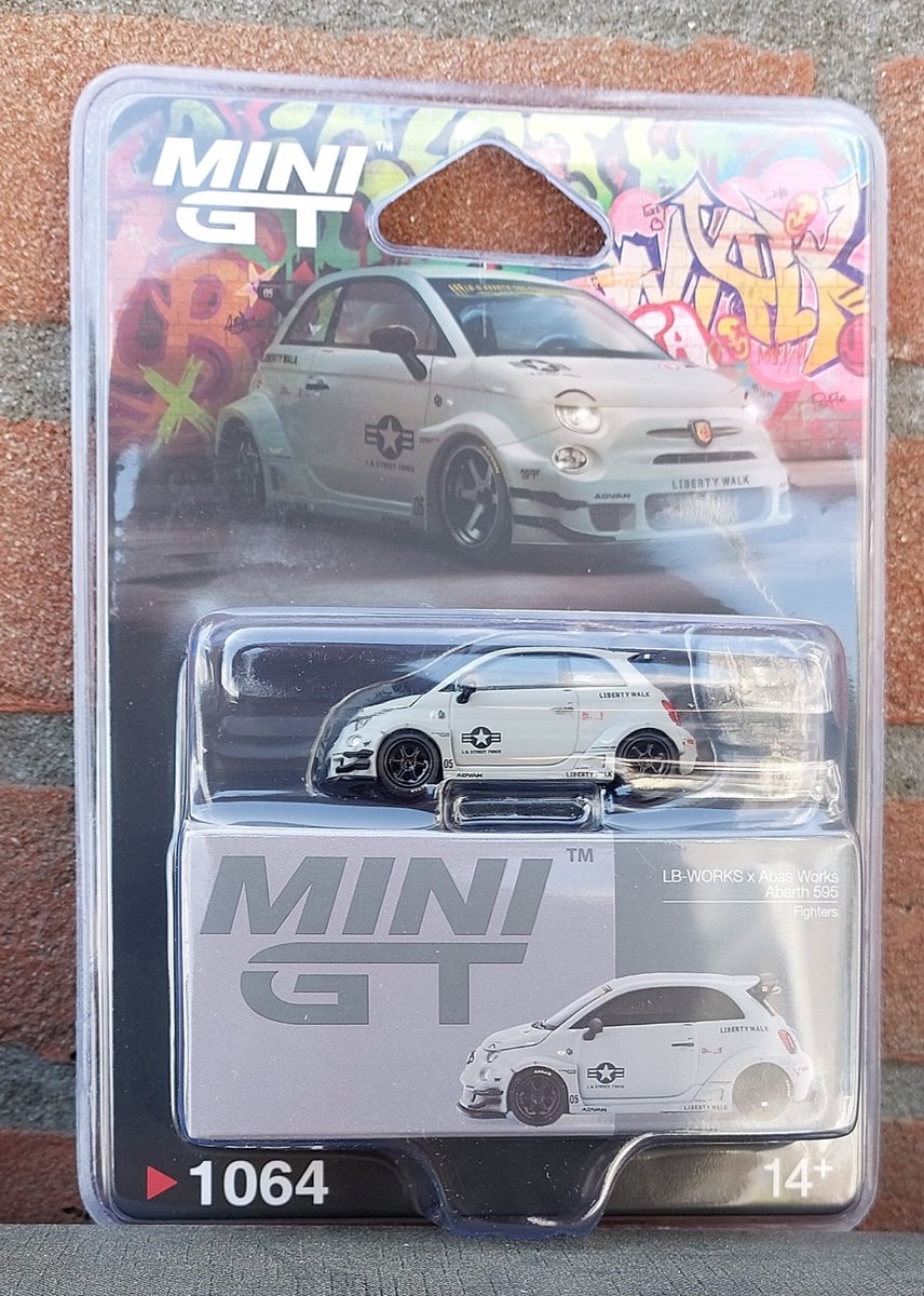 MINIGT 1/64 2024 Fiat Abarth 595 LB-Works X, Abas Works Fighters Grey nr 1064